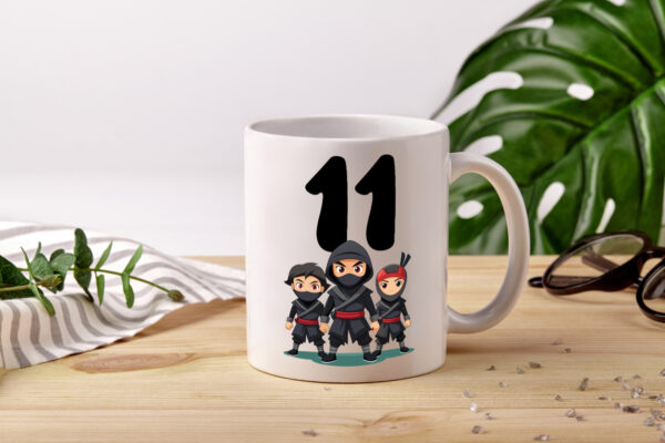 11. Geburtstag | 11 Jahre | Ninja - Tasse Weiss - Kaffeetasse / Geschenk / Familie