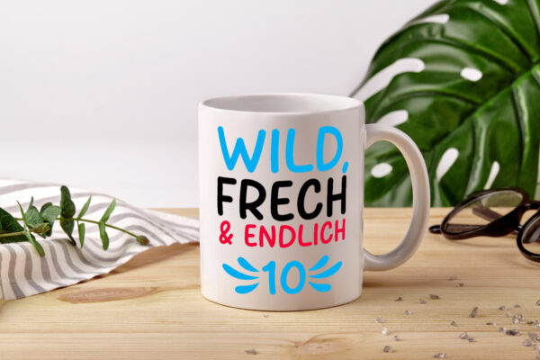 10. Geburtstag | 10 Jahre | Wild & Frech - Tasse Weiss - Kaffeetasse / Geschenk / Familie