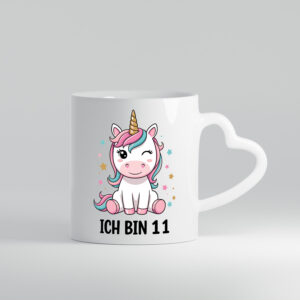 11. Geburtstag | 11 Jahre | Einhorn | Mädchen - Herzhenkel Tasse - Kaffeetasse / Geschenk / Familie