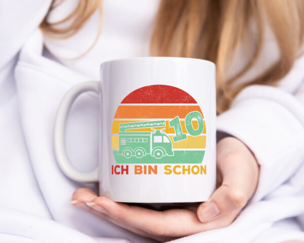 10. geburtstag | Feuerwehrauto | 10 Jahre | Feuerwehr - Tasse Weiss - Kaffeetasse / Geschenk / Familie