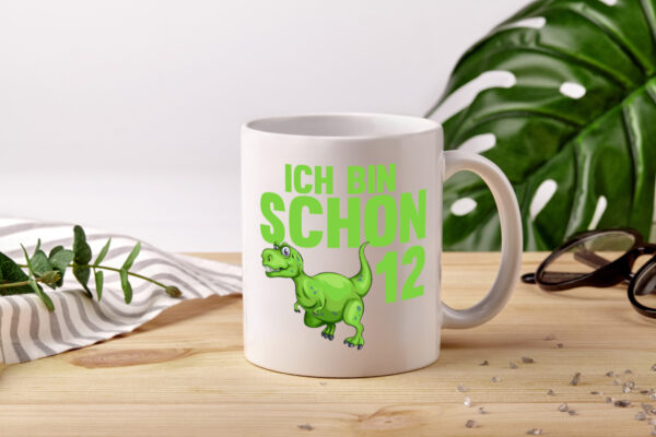 12. Geburtstag | 12 Jahre | Dino | Dinosaurier - Tasse Weiss - Kaffeetasse / Geschenk / Familie