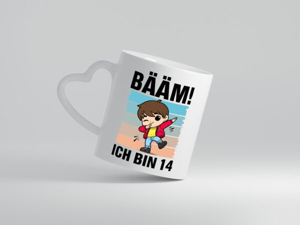 14. Geburtstag | Ich bin 14 | 14 Jahre | Bäääm Dabbing Kind - Herzhenkel Tasse - Kaffeetasse / Geschenk / Familie