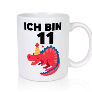 11. Geburtstag | Dino | Dinosaurier | 11 Jahre - Tasse Weiss - Kaffeetasse / Geschenk / Familie