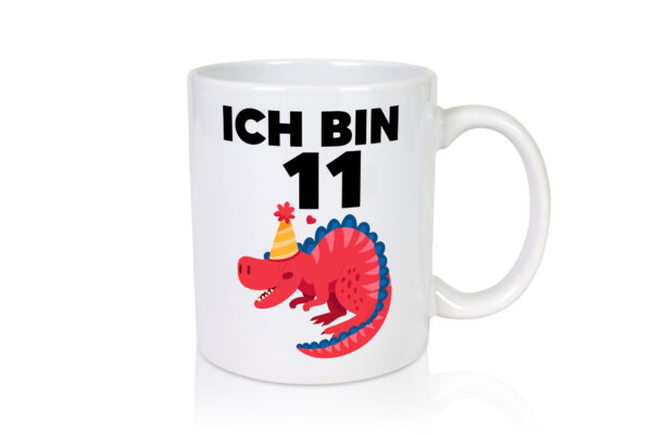 11. Geburtstag | Dino | Dinosaurier | 11 Jahre - Tasse Weiss - Kaffeetasse / Geschenk / Familie