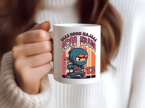 13. Geburtstag | Ninja Junge | 13 Jahre - Tasse Weiss - Kaffeetasse / Geschenk / Familie