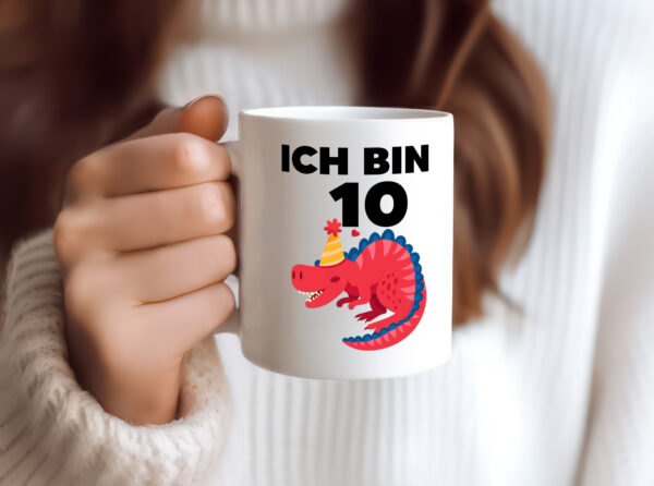 10. Geburtstag | Dino | Dinosaurier | 10 Jahre - Tasse Weiss - Kaffeetasse / Geschenk / Familie