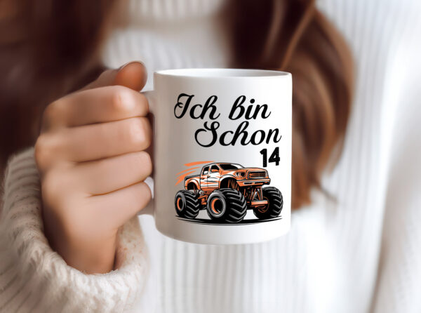 14. Geburtstag | Monster truck | 14 Jahre - Tasse Weiss - Kaffeetasse / Geschenk / Familie