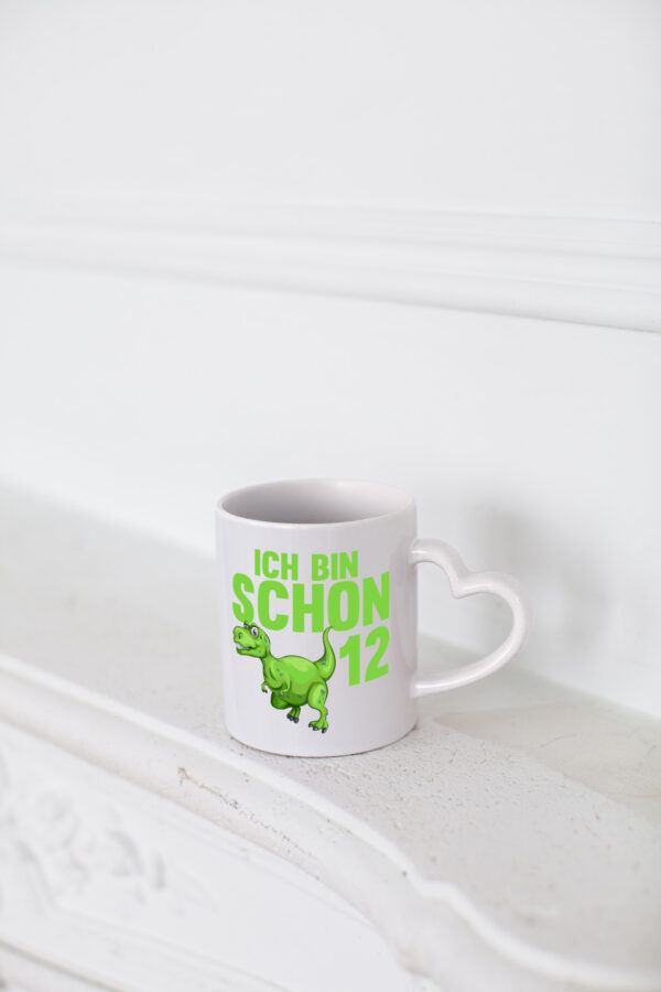 12. Geburtstag | 12 Jahre | Dino | Dinosaurier - Herzhenkel Tasse - Kaffeetasse / Geschenk / Familie