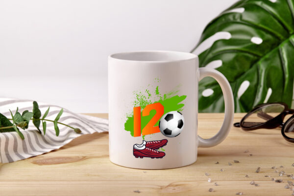 12. Geburtstag | Jungen Fußball | Fußballspieler - Tasse Weiss - Kaffeetasse / Geschenk / Familie