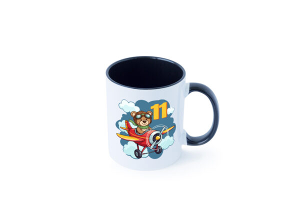 11. Geburtstag | 11 Jahre | Kinder Pilot | Flugzeug Farbige Tasse - Kaffeetasse / Geschenk / Familie