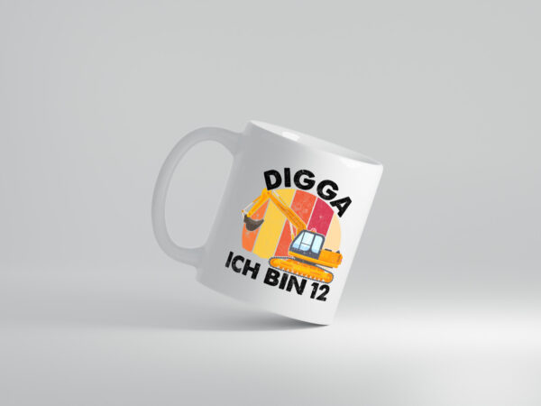 12. Geburtstag | 12 Jahre | Bagger | Digga - Tasse Weiss - Kaffeetasse / Geschenk / Familie