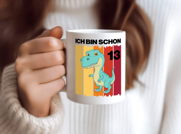 13. Geburtstag | 13 Jahre | Dinosaurier - Tasse Weiss - Kaffeetasse / Geschenk / Familie