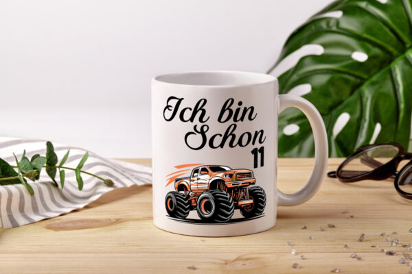 11. Geburtstag | Monster truck | 11 Jahre - Tasse Weiss - Kaffeetasse / Geschenk / Familie