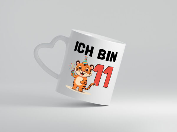 11. Geburtstag | 11 Jahre | Tiger | Geburtstag - Herzhenkel Tasse - Kaffeetasse / Geschenk / Familie