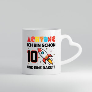 10. Geburtstag | Rakete | Weltraum | 10 Jahre | Galaxy - Herzhenkel Tasse - Kaffeetasse / Geschenk / Familie