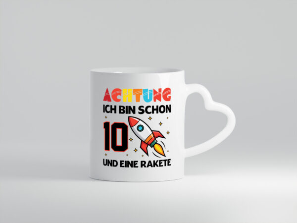 10. Geburtstag | Rakete | Weltraum | 10 Jahre | Galaxy - Herzhenkel Tasse - Kaffeetasse / Geschenk / Familie