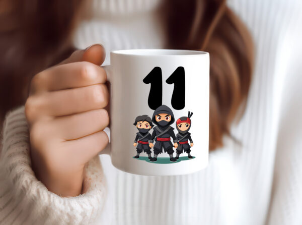 11. Geburtstag | 11 Jahre | Ninja - Tasse Weiss - Kaffeetasse / Geschenk / Familie