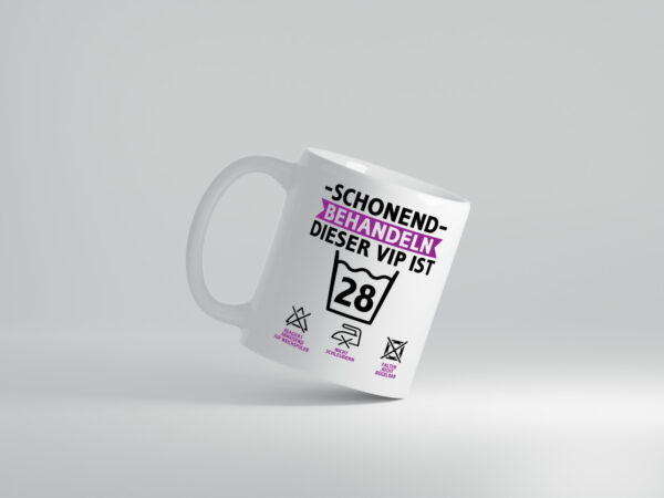 28 Geburtstag | schonend behandeln | 28 Jahre - Tasse Weiss - Kaffeetasse / Geschenk / Familie