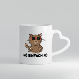 Einfach Nö | lustige Katze | Sonnenbrille | Null Bock - Herzhenkel Tasse - Kaffeetasse / Geschenk / Familie