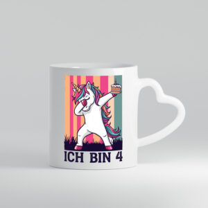 4 Geburtstag | Einhorn | Damping | Mädchen - Herzhenkel Tasse - Kaffeetasse / Geschenk / Familie