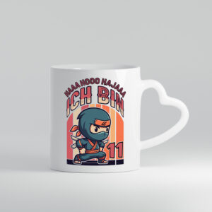 11. Geburtstag | Ninja Junge | 11 Jahre - Herzhenkel Tasse - Kaffeetasse / Geschenk / Familie