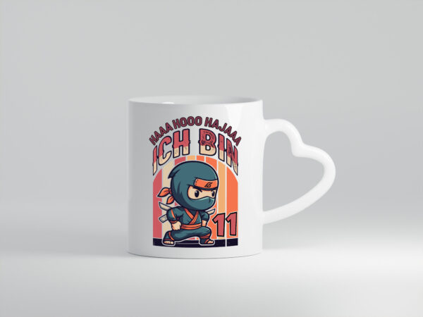 11. Geburtstag | Ninja Junge | 11 Jahre - Herzhenkel Tasse - Kaffeetasse / Geschenk / Familie