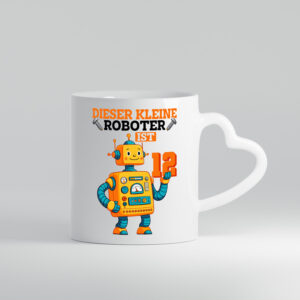 12. Geburtstag | 12 Jahre | Roboter | Junge - Herzhenkel Tasse - Kaffeetasse / Geschenk / Familie