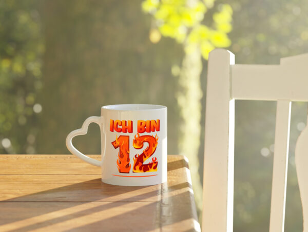 12. Geburtstag | 12 Jahre | Drache - Herzhenkel Tasse - Kaffeetasse / Geschenk / Familie