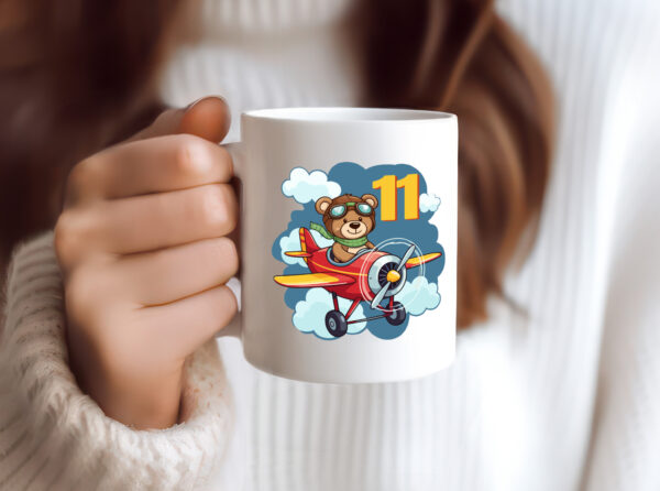 11. Geburtstag | 11 Jahre | Kinder Pilot | Flugzeug - Tasse Weiss - Kaffeetasse / Geschenk / Familie