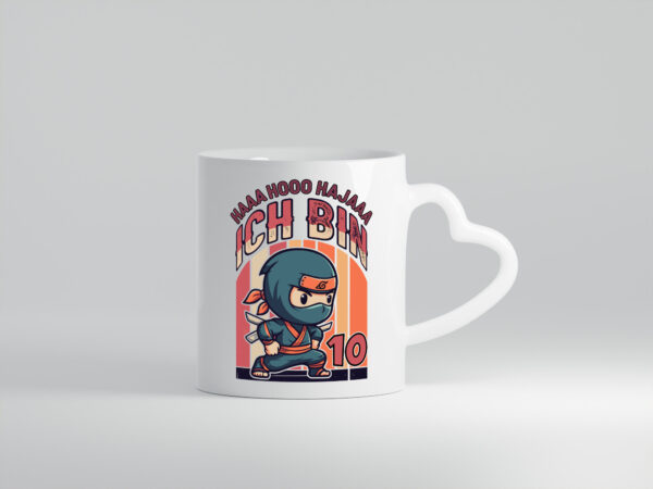 10. Geburtstag | Ninja Junge | 10 Jahre - Herzhenkel Tasse - Kaffeetasse / Geschenk / Familie