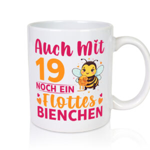 19. Geburtstag | Flottes Bienchen | 19 Jahre - Tasse Weiss - Kaffeetasse / Geschenk / Familie