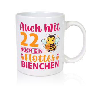 22. Geburtstag | Flottes Bienchen | 22 Jahre - Tasse Weiss - Kaffeetasse / Geschenk / Familie