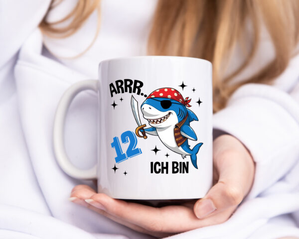 12. Geburtstag | 12 Jahre Arr Pirat | Hai | Piraten - Tasse Weiss - Kaffeetasse / Geschenk / Familie