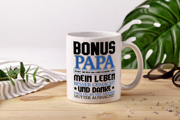 Bonus Papa - Tasse Weiss - Kaffeetasse / Geschenk / Familie