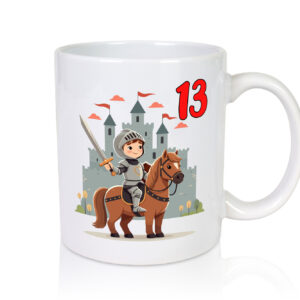 13. Geburtstag | 13 Jahre | Ritter | Junge | Schloss - Tasse Weiss - Kaffeetasse / Geschenk / Familie