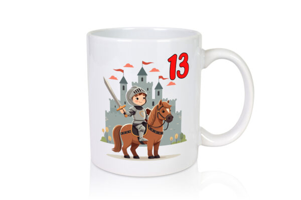 13. Geburtstag | 13 Jahre | Ritter | Junge | Schloss - Tasse Weiss - Kaffeetasse / Geschenk / Familie