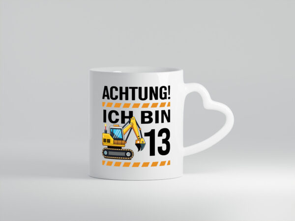 13 Geburtstag Ich bin 13 | Bagger | Bagger Junge - Herzhenkel Tasse - Kaffeetasse / Geschenk / Familie