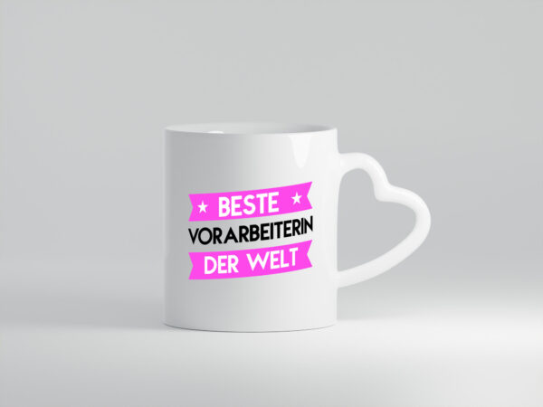 Beste Vorarbeiterin | Kollegin | Teamleiter - Herzhenkel Tasse - Kaffeetasse / Geschenk / Familie