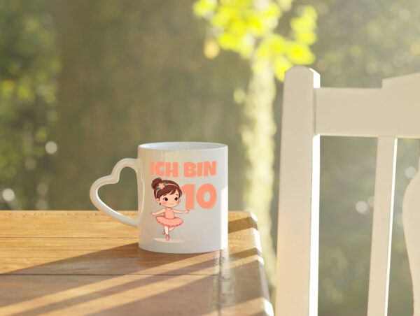 10 Geburtstag | 10 Jahre | Ballerina | Mädchen | Ballet - Herzhenkel Tasse - Kaffeetasse / Geschenk / Familie