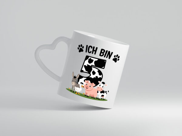 5 Geburtstag | 5 Jahre | Farmer Kind - Herzhenkel Tasse - Kaffeetasse / Geschenk / Familie