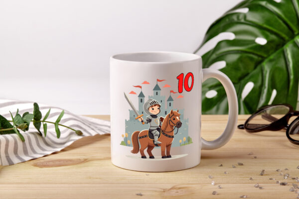 10. Geburtstag | 10 Jahre | Ritter | Junge | Schloss - Tasse Weiss - Kaffeetasse / Geschenk / Familie