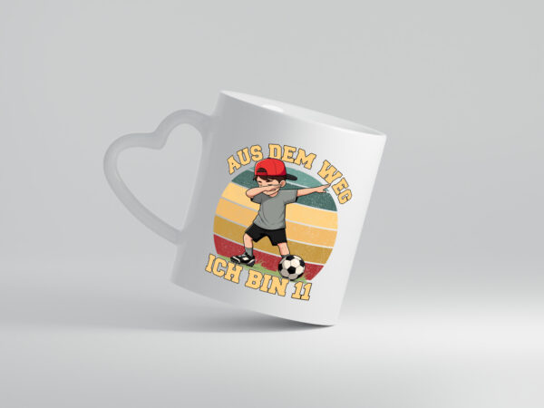 10. Geburtstag | 10 Jahre | Fußball Junge | Fußballer - Herzhenkel Tasse - Kaffeetasse / Geschenk / Familie