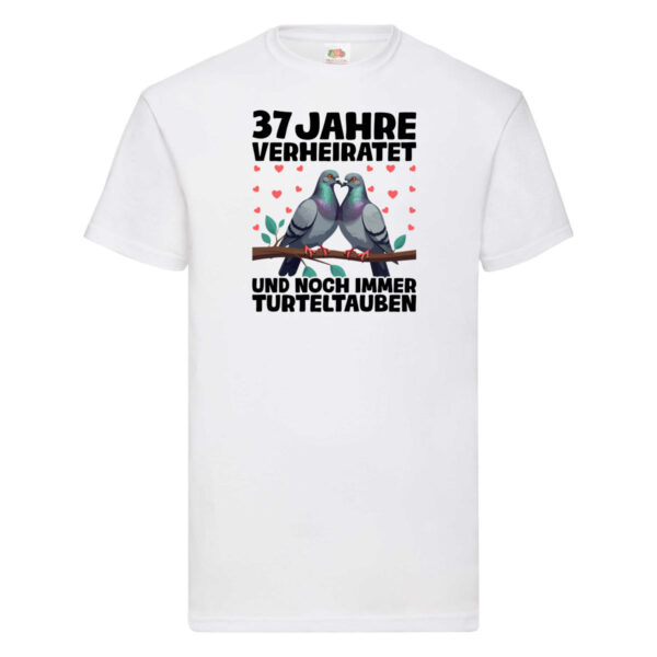 37 Jahre verheiratet | Turteltauben | Ehe | Ehepaar T-Shirt Weiß