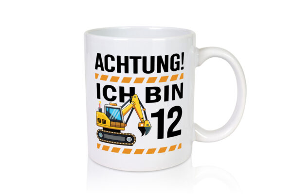 12 Geburtstag Ich bin 12 | Bagger | Bagger Junge - Tasse Weiss - Kaffeetasse / Geschenk / Familie