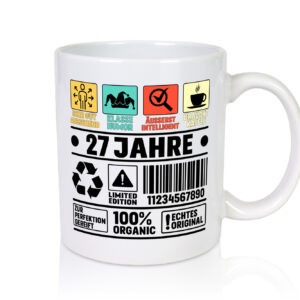 27. Geburtstag | 27 Jahre | Humor | Limited Edition - Tasse Weiss - Kaffeetasse / Geschenk / Familie