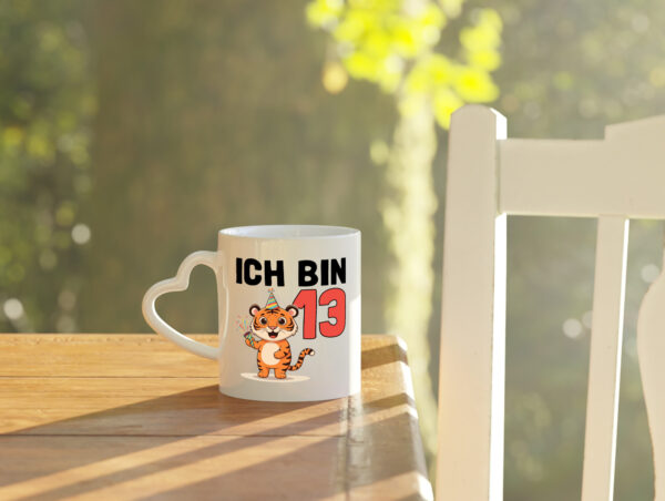 13. Geburtstag | 13 Jahre | Tiger | Geburtstag - Herzhenkel Tasse - Kaffeetasse / Geschenk / Familie