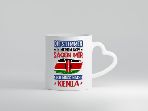 Kenia | Urlaub | Stimmen in meinem Kopf | Traumland - Herzhenkel Tasse - Kaffeetasse / Geschenk / Familie