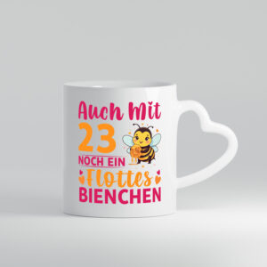 23. Geburtstag | Flottes Bienchen | 23 Jahre - Herzhenkel Tasse - Kaffeetasse / Geschenk / Familie