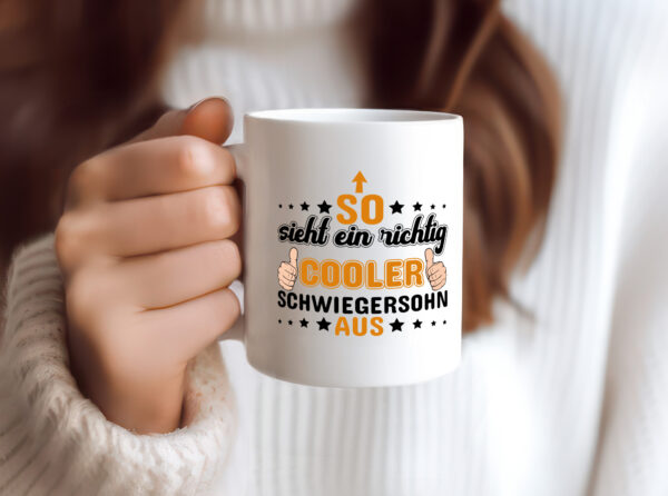Cooler Schwiegersohn | Spruch | Schwiegereltern Humor - Tasse Weiss - Kaffeetasse / Geschenk / Familie