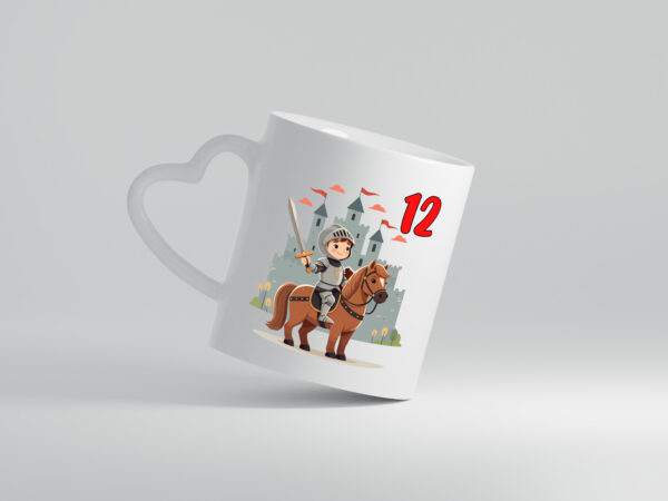 12. Geburtstag | 12 Jahre | Ritter | Junge | Schloss - Herzhenkel Tasse - Kaffeetasse / Geschenk / Familie